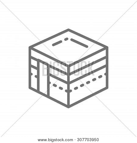Mecca, Religious Building Of Hejaz, Landmark Of Saudi Arabia Line Icon.