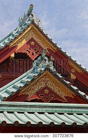 Kanda Myojin Temple Architectural Detail, Akihabara District, Tokyo