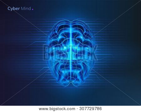 Cyber Mind Or Artificial Intelligence Brain. Neural Network Or Machine Learning Background. Futurist