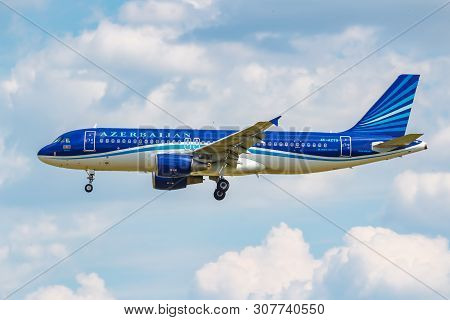 Moscow, Russia - June 21, 2019: Aircraft Airbus A320-214 4k-az79 Of Azal Azerbaijan Airlines Landing
