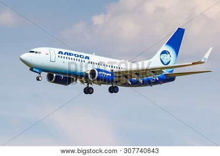 Moscow, Russia - June 21, 2019: Aircraft Boeing 737-7ct(wl) Ei-gfr Of Alrosa Avia Airline Landing At