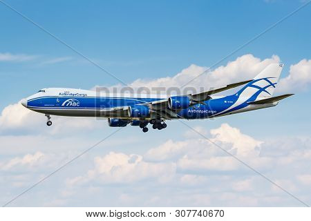 Moscow, Russia - June 21, 2019: Aircraft Boeing 747-8hvf Vq-bgz Of Airbridgecargo Airline Landing At