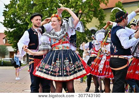Brno - Bystrc, Czech Republic, June 22, 2019. Traditional Czech Feast. Folk Festival. Girls And Boys