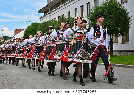 Brno - Bystrc, Czech Republic, June 22, 2019. Traditional Czech Feast. Folk Festival. Girls And Boys