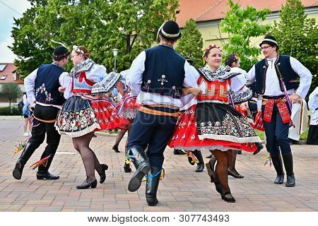 Brno - Bystrc, Czech Republic, June 22, 2019. Traditional Czech Feast. Folk Festival. Girls And Boys