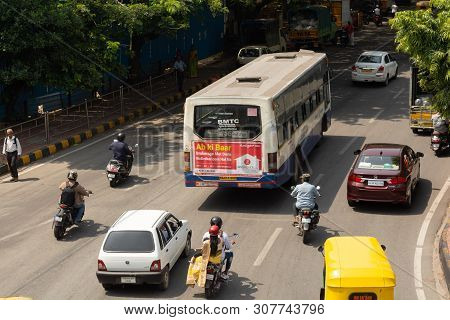 Bangalore, Karnataka India-june 04 2019 : Bengaluru City Traffic Near Town Hall, Bengaluru, India