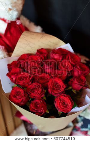 Bouquet Of Flowers On A Leg In The Interior Of The Restaurant For A Celebration Shop Floristry Or We