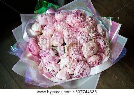 Bouquet Of Flowers On A Leg In The Interior Of The Restaurant For A Celebration Shop Floristry Or We