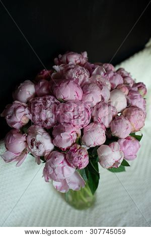 Bouquet Of Flowers On A Leg In The Interior Of The Restaurant For A Celebration Shop Floristry Or We