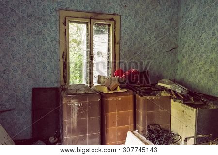 Interior Of Abandoned House In Korytnica Spa, Slovak Republic. Urbex Style.