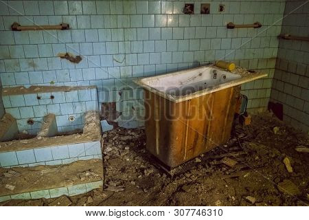 Interior Of Abandoned House In Korytnica Spa, Slovak Republic. Urbex Style.