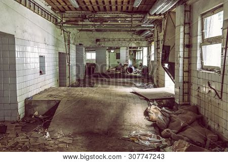 Interior Of Abandoned House In Korytnica Spa, Slovak Republic. Urbex Style.