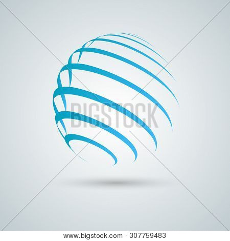 Abstract Sphere Icon. Vector Design With Twirl Line