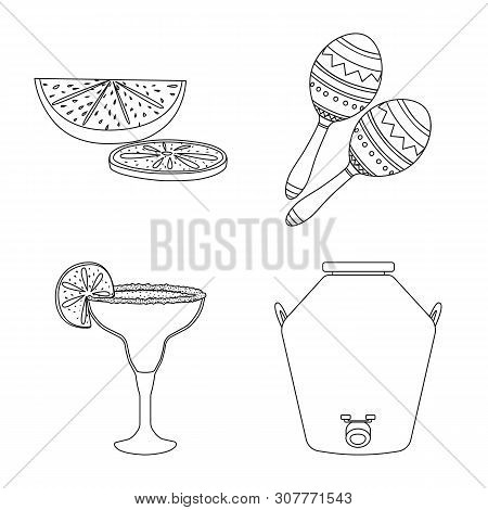 Vector Design Of Mexico And Tequila Icon. Set Of Mexico And Fiesta Vector Icon For Stock.