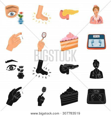 Vector Illustration Of Diet And Treatment Symbol. Set Of Diet And Medicine Vector Icon For Stock.