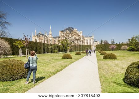 Lednice, Czech Republic - April 22, 2019: Castle Lednice On April 22,2019 In Lednice In Czech Republ
