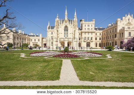 Lednice, Czech Republic - April 22, 2019: Castle Lednice On April 22,2019 In Lednice In Czech Republ