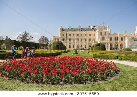 Lednice, Czech Republic - April 22, 2019: Castle Lednice On April 22,2019 In Lednice In Czech Republ
