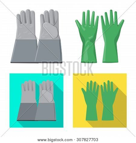 Vector Design Of Glove And Winter Sign. Set Of Glove And Equipment Stock Vector Illustration.