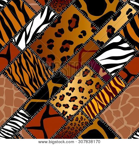 Patchwork Textile Pattern. Seamless Quilting Design Background.