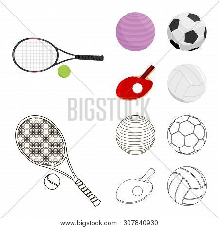 Vector Illustration Of Ball And Soccer Sign. Collection Of Ball And Basketball Stock Vector Illustra