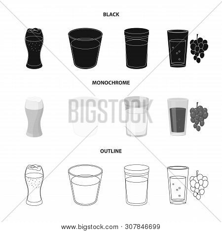 Vector Illustration Of Glass And Transparent Icon. Set Of Glass And Empty Stock Vector Illustration.