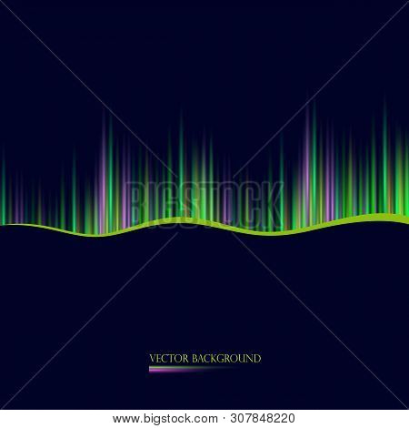 Background With A Northern Radiance. Colored Rays On A Dark Background, Vector