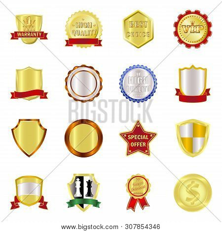 Vector Design Of Emblem And Badge Sign. Set Of Emblem And Sticker Vector Icon For Stock.