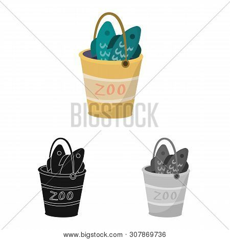Vector Design Of Bucket And Fish Logo. Set Of Bucket And Fishing Vector Icon For Stock.