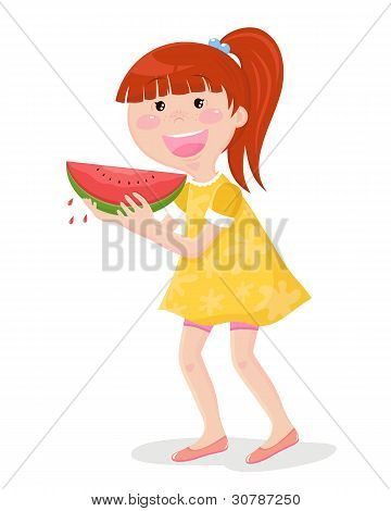 Tjej äter vattenmelon