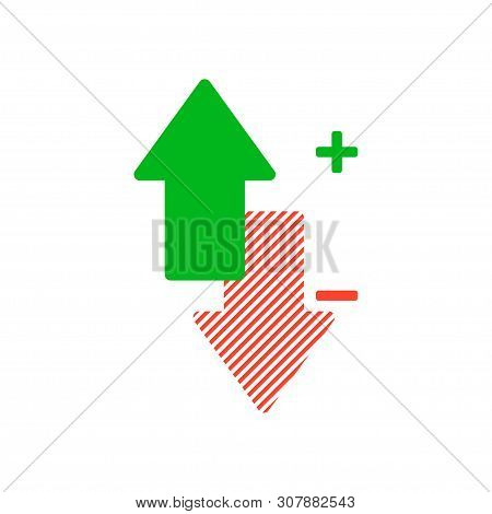 Arrows Up And Down Green And Red Colors. Isolated On White Background. Graphic Element.