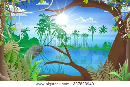 Landscape Of Jungle At The Beach On The Island In Daytime