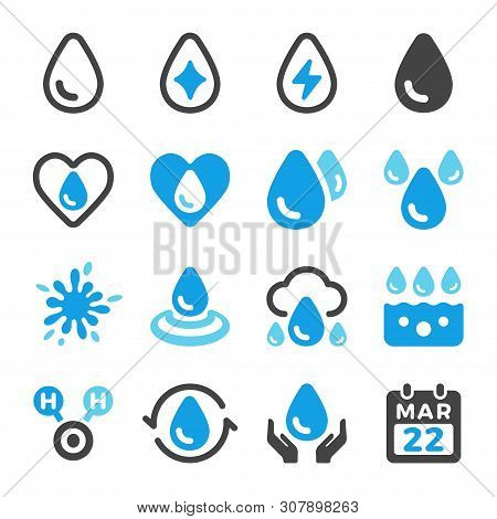 Water And Water Drop Icon Set,vector And Illustration