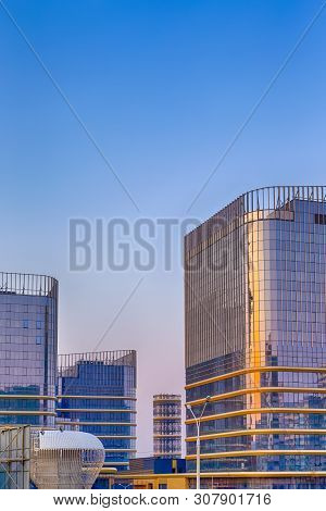 Newly Built Buildings With Appropriate Surrounding Infsrastructure. Vertical Image