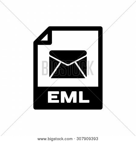 Black Eml File Document Icon. Download Eml Button Icon Isolated. Eml File Symbol. Vector Illustratio