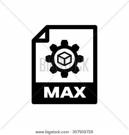 Black Max File Document Icon. Download Max Button Icon Isolated. Max File Symbol. Vector Illustratio