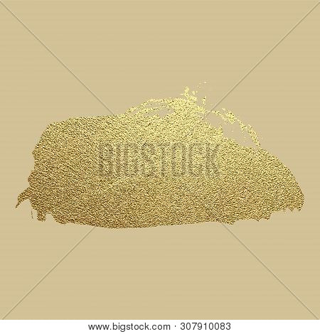 Gold Paint Stroke. Abstract Gold Glittering Textured Art Illustration. Hand Drawn Brush Stroke Desig