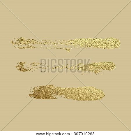 Gold Paint Stroke. Abstract Gold Glittering Textured Art Illustration. Hand Drawn Brush Stroke Desig