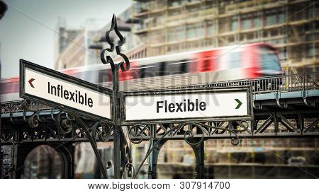 Street Sign The Direction Way To Flexible Versus Inflexible