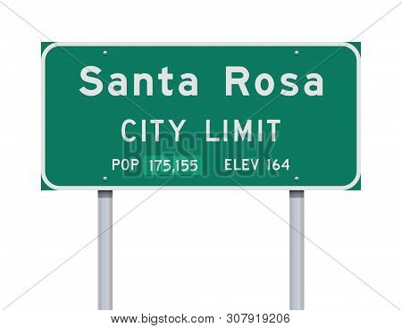Vector Illustration Of The Santa Rosa City Limit Green Road Sign