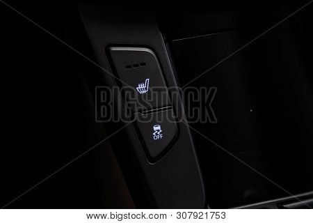 Novosibirsk, Russia - June 18, 2019:  Hyundai I40, Close-up Of Seat Heating And Off Road Buttons. Mo