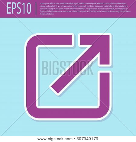 Retro Purple Open In New Window Icon Isolated On Turquoise Background. Open Another Tab Button Sign.