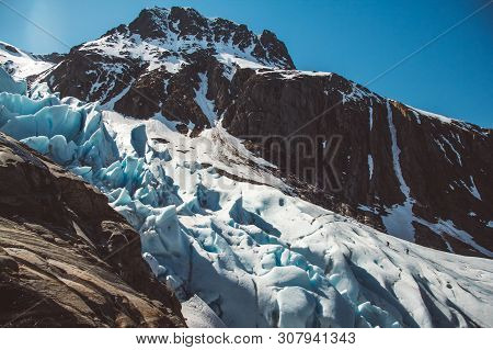 Beautiful Scenery On The Mountains And The Glacier Svartisen Landscape In Norway Scandinavian Nature