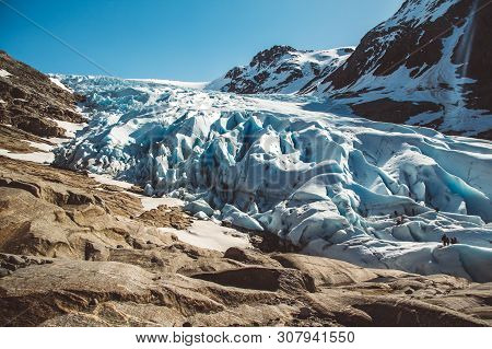 Beautiful Scenery On The Mountains And The Glacier Svartisen Landscape In Norway Scandinavian Nature