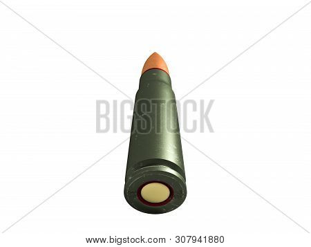 Cartridge 7.62X39 Mm, Russian And Soviet Army, Isolated. 3D Rendering