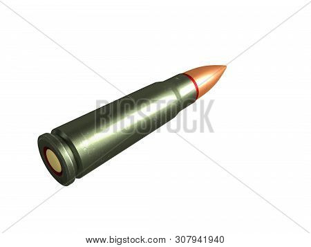 Cartridge 7.62X39 Mm, Russian And Soviet Army, Isolated. 3D Rendering