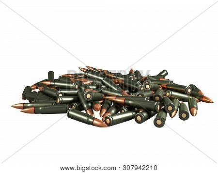 Cartridge 7.62X39 Mm, Russian And Soviet Army, Isolated. 3D Rendering