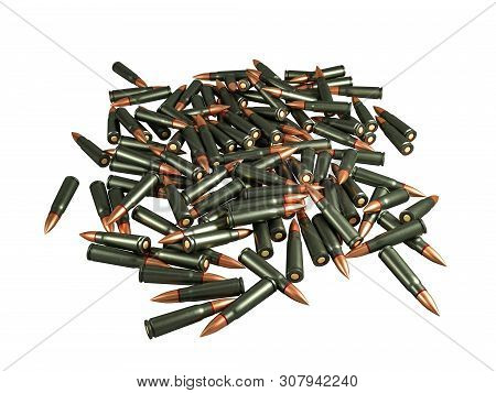 Cartridge 7.62X39 Mm, Russian And Soviet Army, Isolated. 3D Rendering