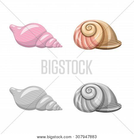 Vector Design Of Animal And Decoration Icon. Set Of Animal And Ocean Vector Icon For Stock.