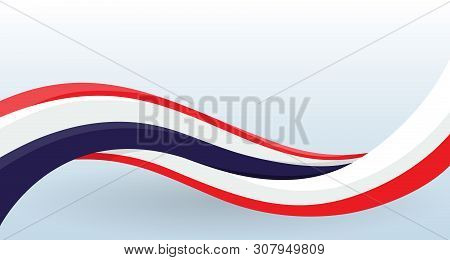 Thailand Waving National Flag. Modern Unusual Shape. Design Template For Decoration Of Flyer And Car